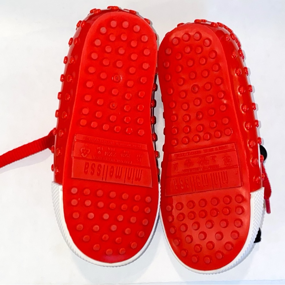 Mini Melissa Mickey Mouse red white lace up sneakers rubber shoes - Picture 9 of 10